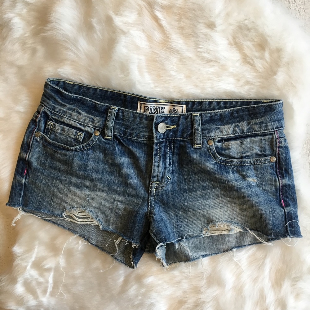 VS Pink Distressed Denim Cutoff Shorts